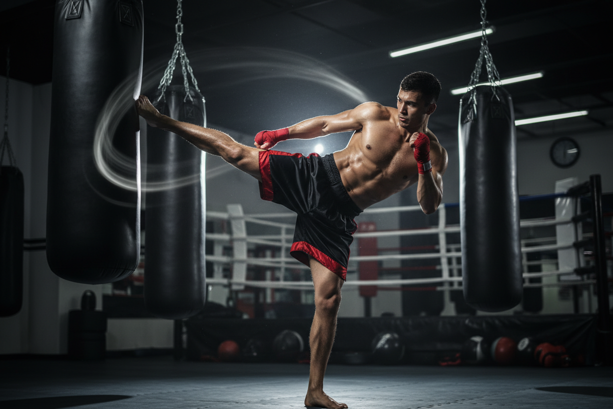 man in kick boxing